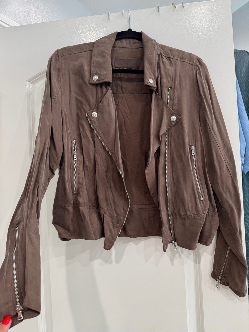 Blank NYC Taupe Brown Suede Moto Jacket